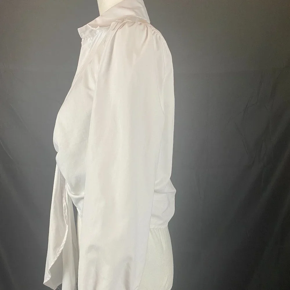 TRUTH NYC Long Sleeve White Tie Front Blouse, Size L. - Picture 5 of 10